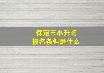 保定市小升初报名条件是什么