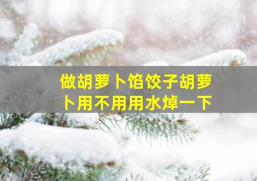 做胡萝卜馅饺子胡萝卜用不用用水焯一下