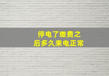 停电了缴费之后多久来电正常