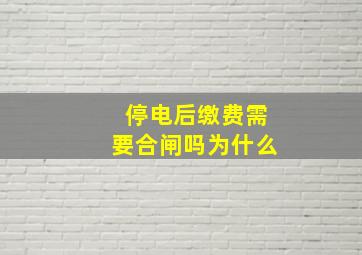 停电后缴费需要合闸吗为什么