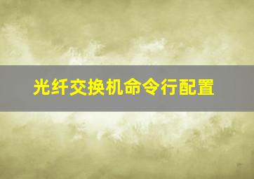 光纤交换机命令行配置