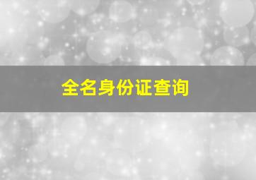 全名身份证查询