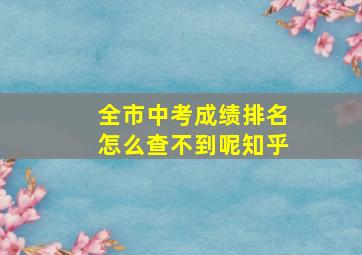 全市中考成绩排名怎么查不到呢知乎