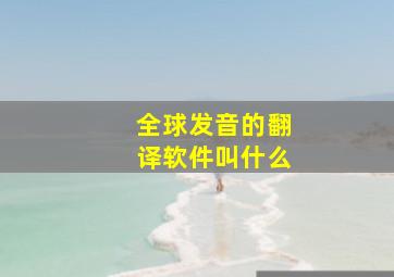 全球发音的翻译软件叫什么