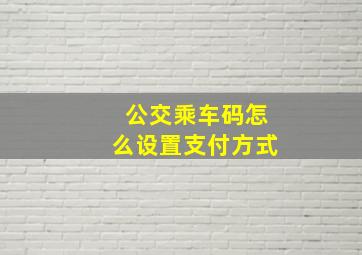 公交乘车码怎么设置支付方式