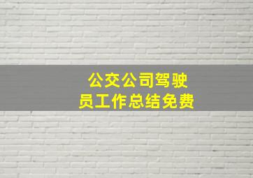 公交公司驾驶员工作总结免费