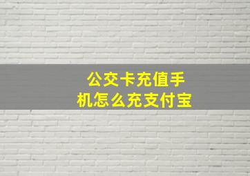 公交卡充值手机怎么充支付宝