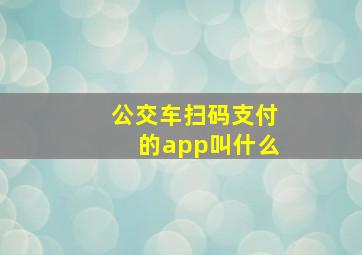 公交车扫码支付的app叫什么