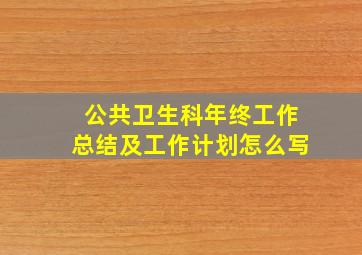 公共卫生科年终工作总结及工作计划怎么写