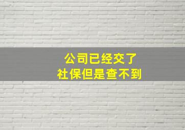 公司已经交了社保但是查不到