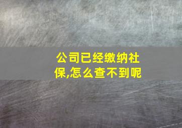 公司已经缴纳社保,怎么查不到呢