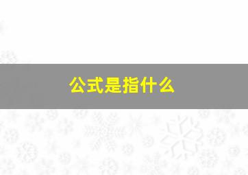 公式是指什么