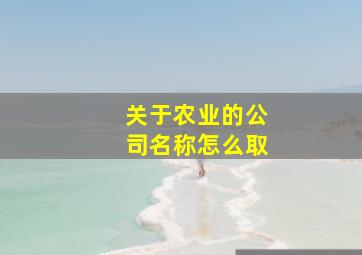 关于农业的公司名称怎么取