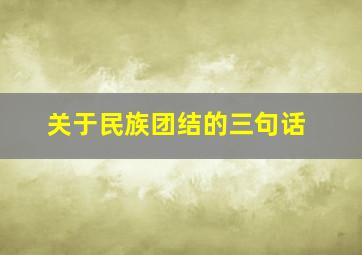 关于民族团结的三句话