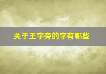 关于王字旁的字有哪些