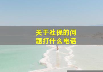 关于社保的问题打什么电话