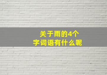 关于雨的4个字词语有什么呢