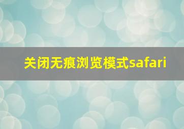 关闭无痕浏览模式safari