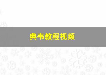 典韦教程视频