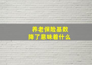 养老保险基数降了意味着什么