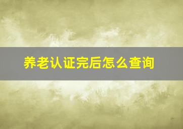 养老认证完后怎么查询