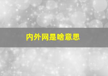 内外网是啥意思