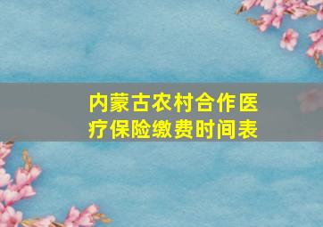 内蒙古农村合作医疗保险缴费时间表