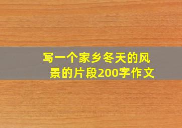 写一个家乡冬天的风景的片段200字作文