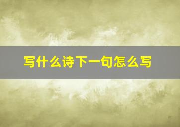 写什么诗下一句怎么写