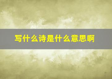 写什么诗是什么意思啊