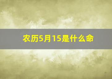 农历5月15是什么命