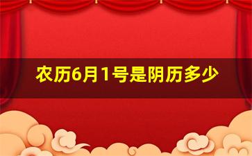 农历6月1号是阴历多少