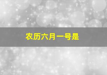 农历六月一号是