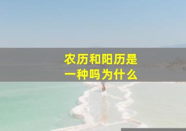 农历和阳历是一种吗为什么