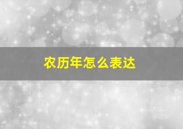 农历年怎么表达