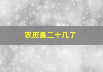 农历是二十几了