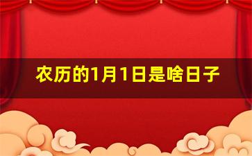 农历的1月1日是啥日子