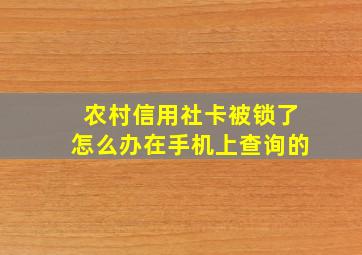 农村信用社卡被锁了怎么办在手机上查询的