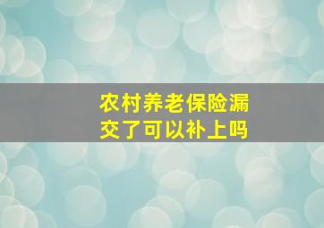 农村养老保险漏交了可以补上吗