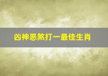 凶神恶煞打一最佳生肖