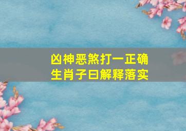 凶神恶煞打一正确生肖子曰解释落实