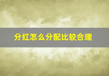 分红怎么分配比较合理