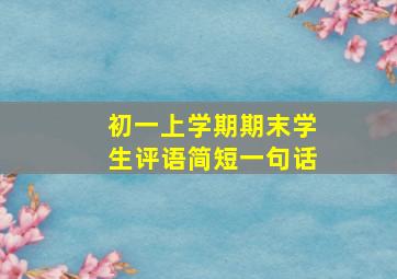 初一上学期期末学生评语简短一句话