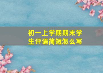 初一上学期期末学生评语简短怎么写