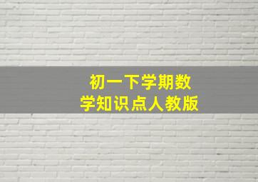 初一下学期数学知识点人教版