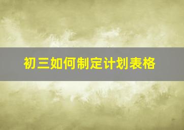 初三如何制定计划表格