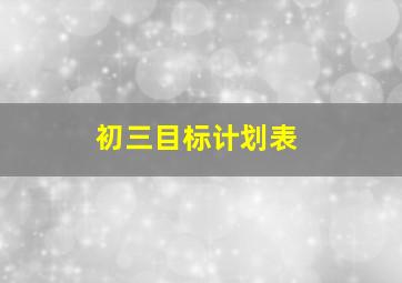 初三目标计划表