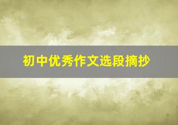 初中优秀作文选段摘抄