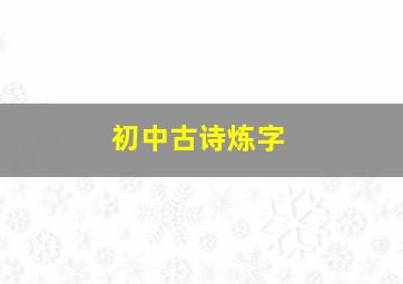 初中古诗炼字