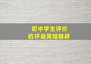 初中学生评价的评语简短精辟